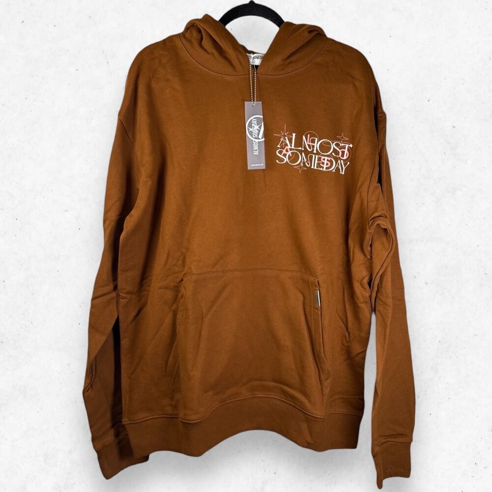 Almost Someday Brown Hoodie Men's XL 100% Cotton NWT